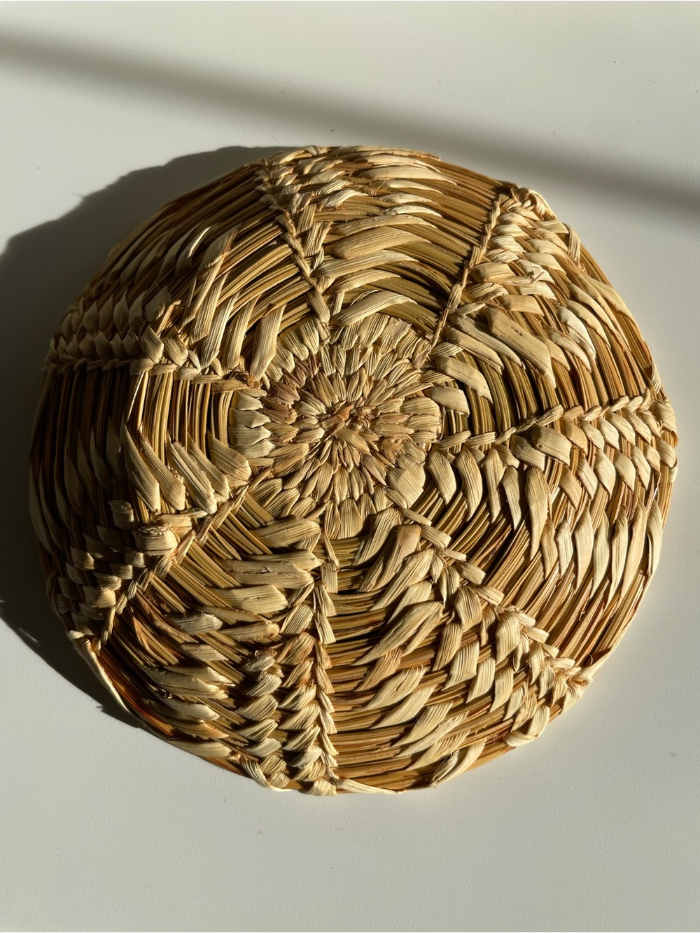 Vintage Natural Woven Round Decorative Basket - Picture 5 of 10